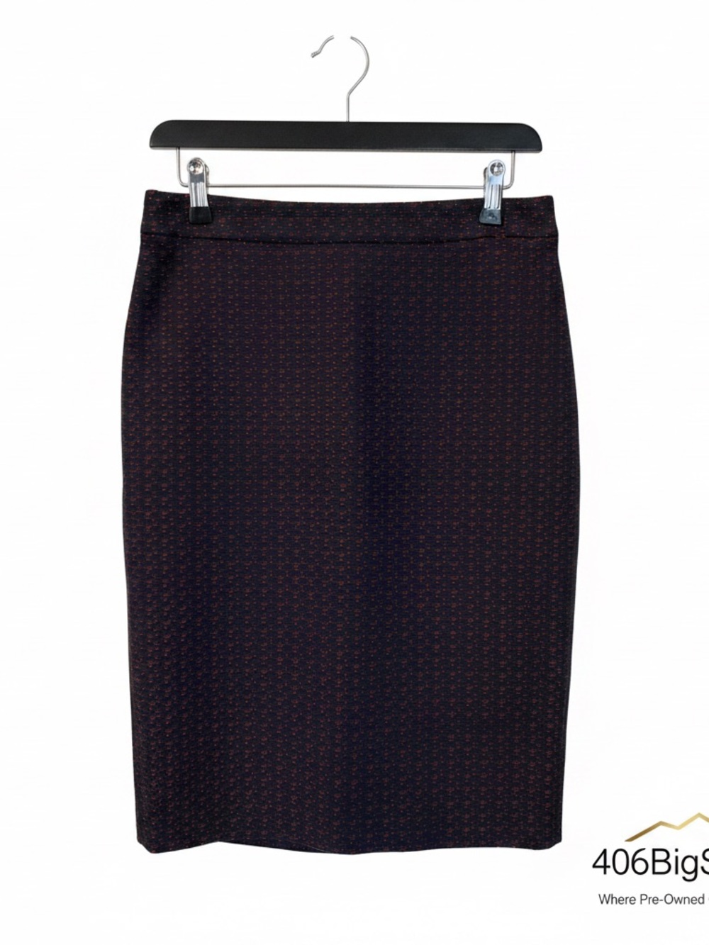 Ann Taylor Dark Navy Pencil Skirt with Subtle Pattern